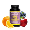 Image of a bottle of Essentials P-5-P. Around the bottle are oranges, blueberries, and an apple.