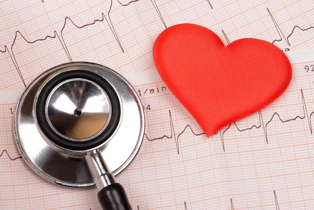 Cardiogram chart with red heart and stethoscope