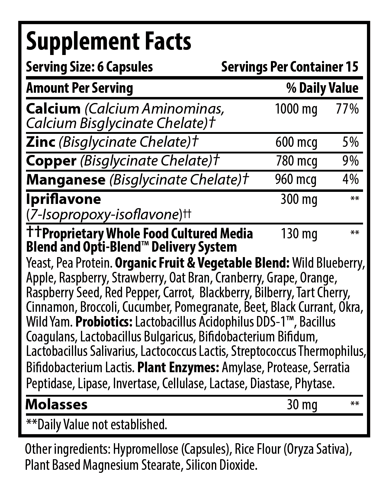 Optimal BonePlus Calcium Supplement Facts