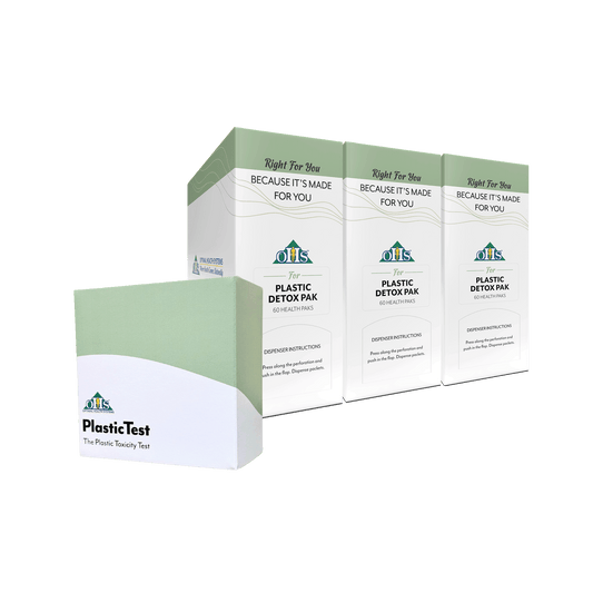 3 boxes of Plastic Detox Pak and a box of Plastic Test