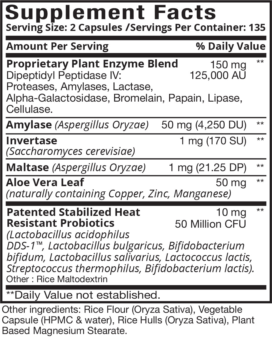 Optimal 1 Digestion - the Original Digest-A-Meal - Family Size Supplement Facts