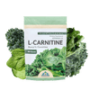 Image of a Bag of Essentials L-Carnitine Powder. Around the bag are avocados, spinach, black and brown beans.