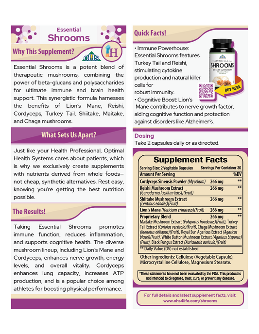 Essential Shrooms Single Page Fact Card PNG Essential Shrooms Single Page Fact Card