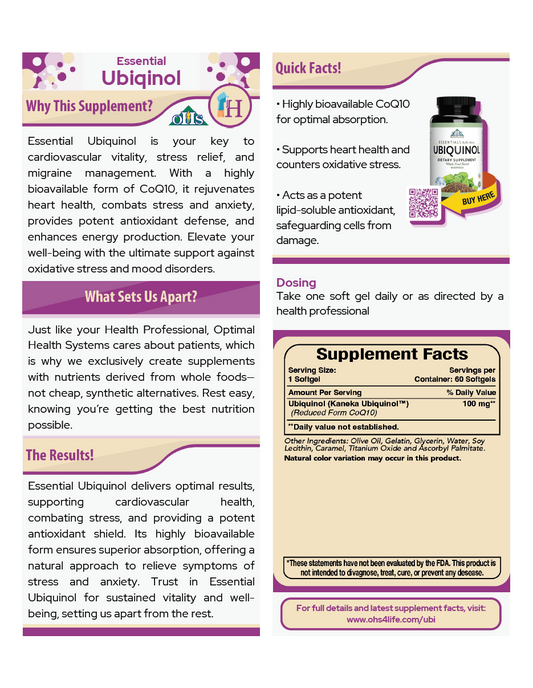Essential Ubiqinol Single Page Fact Card PNG Essential Ubiqinol Single Page Fact Card