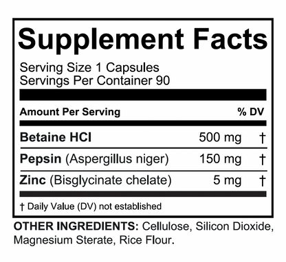 Gastric-Prime-HCl-supplement facts