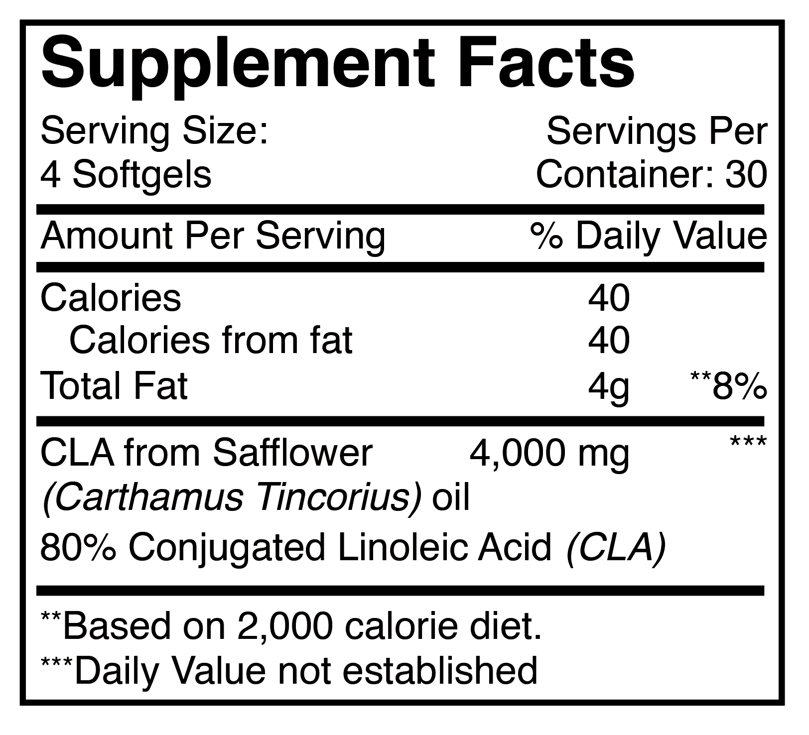 Optimal LipoLean CLA Supplement Facts