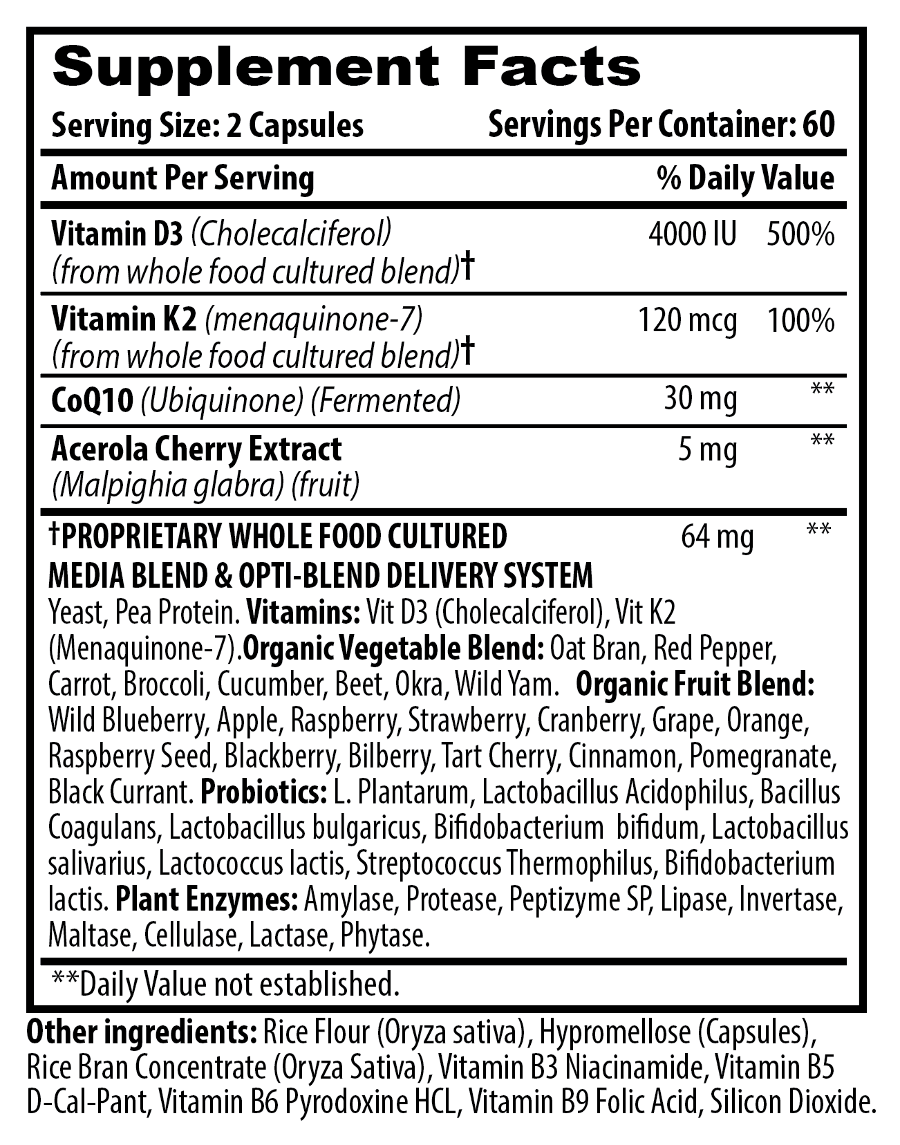 Optimal Longevi-D K2 Supplement Facts