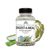 Image of a bottle of Optimal One Digest-A-Meal Family size with Aloe and plant enzymes behind the bottle.