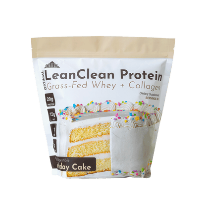 Image of a bag of Optimal LeanClean Protein Grass-Fed Whey + Collagen.