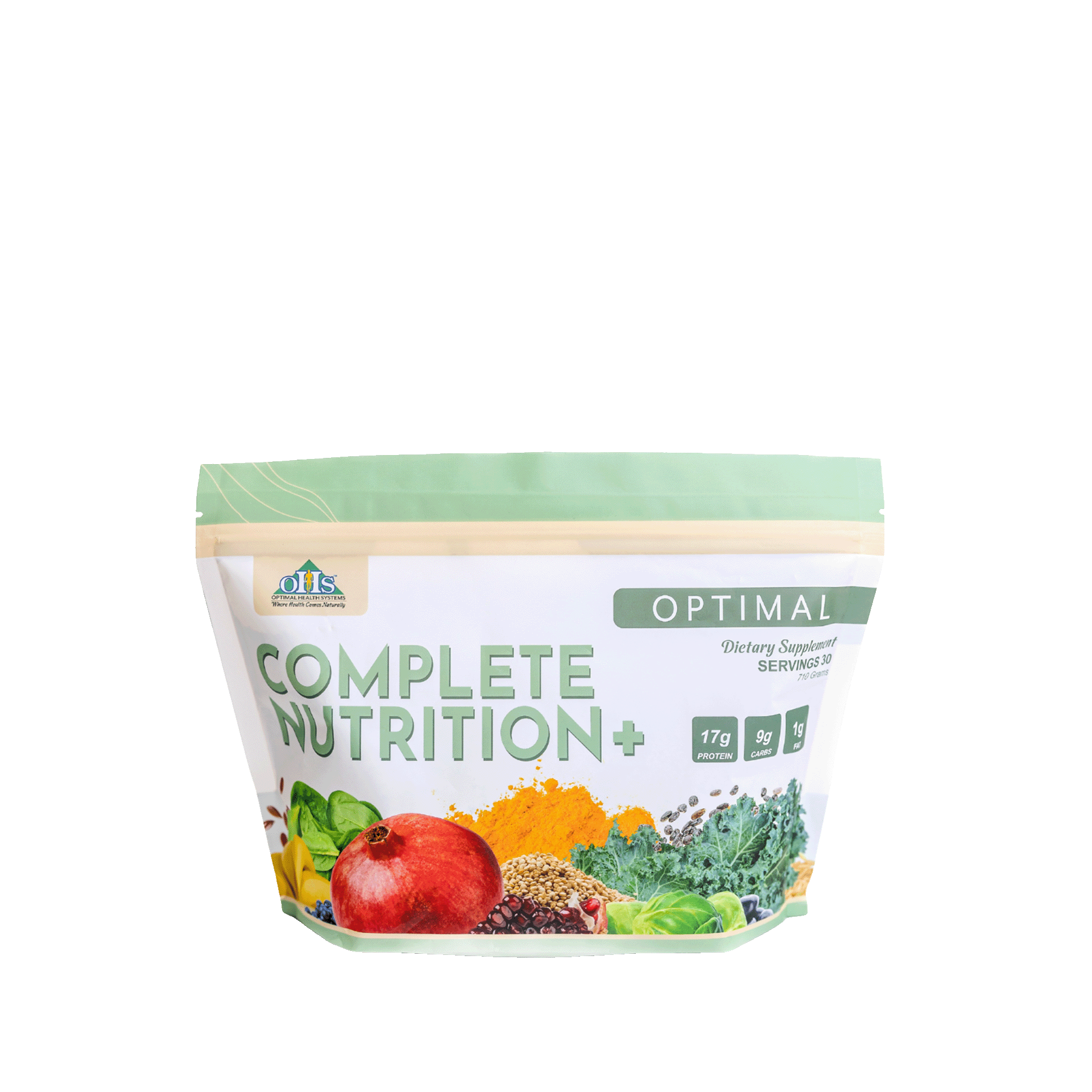 Image of a bottle of Optimal Complete Nutrition Plus.