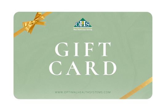 Image of a green with gold ribbon OHS gift card.