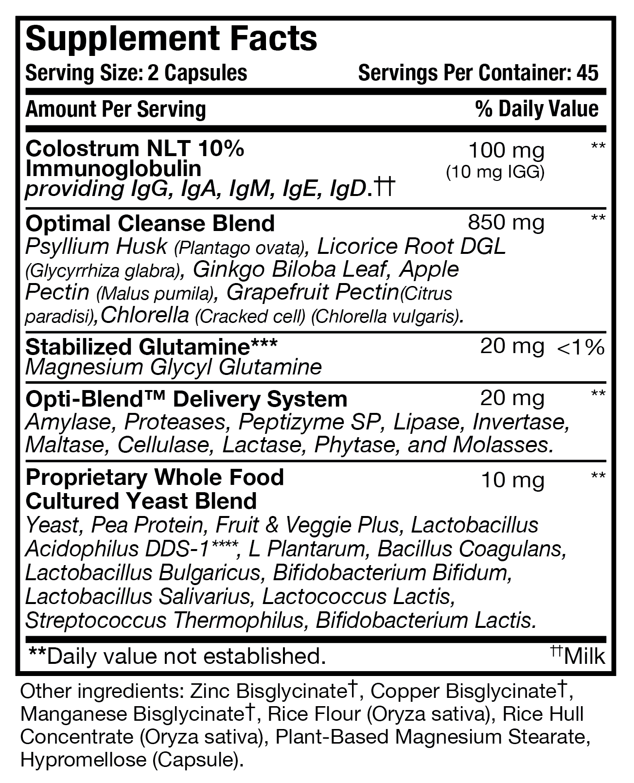 Opti-GI Supplement Facts