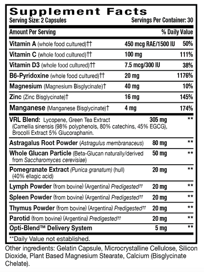 Opti-Immune-VRL Supplement Facts