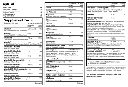 Opti Pak Supplement Facts