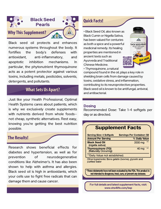 Opti Black Seed Pearl Single Page Fact Card PNG Opti Black Seed PearlSingle Page Fact Card
