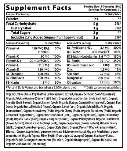 Optimal Lightning Vita-Min Gummies Supplement Facts