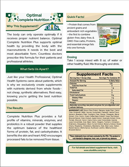 Optimal Complete Nutrition Plus Single Fact Card PNG Optimal Complete Nutrition Plus Single Fact Card