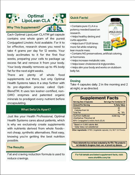 Optimal Lipolean CLA Single Fact Card PNG Optimal Lipolean CLA Single Fact Card