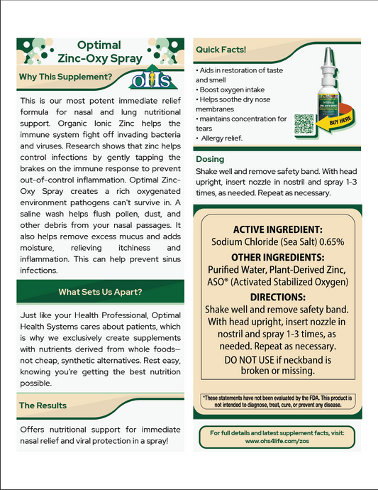 Optimal Zinc Oxy Spray Single Fact Card Optimal Zinc Oxy Spray Single Fact Card