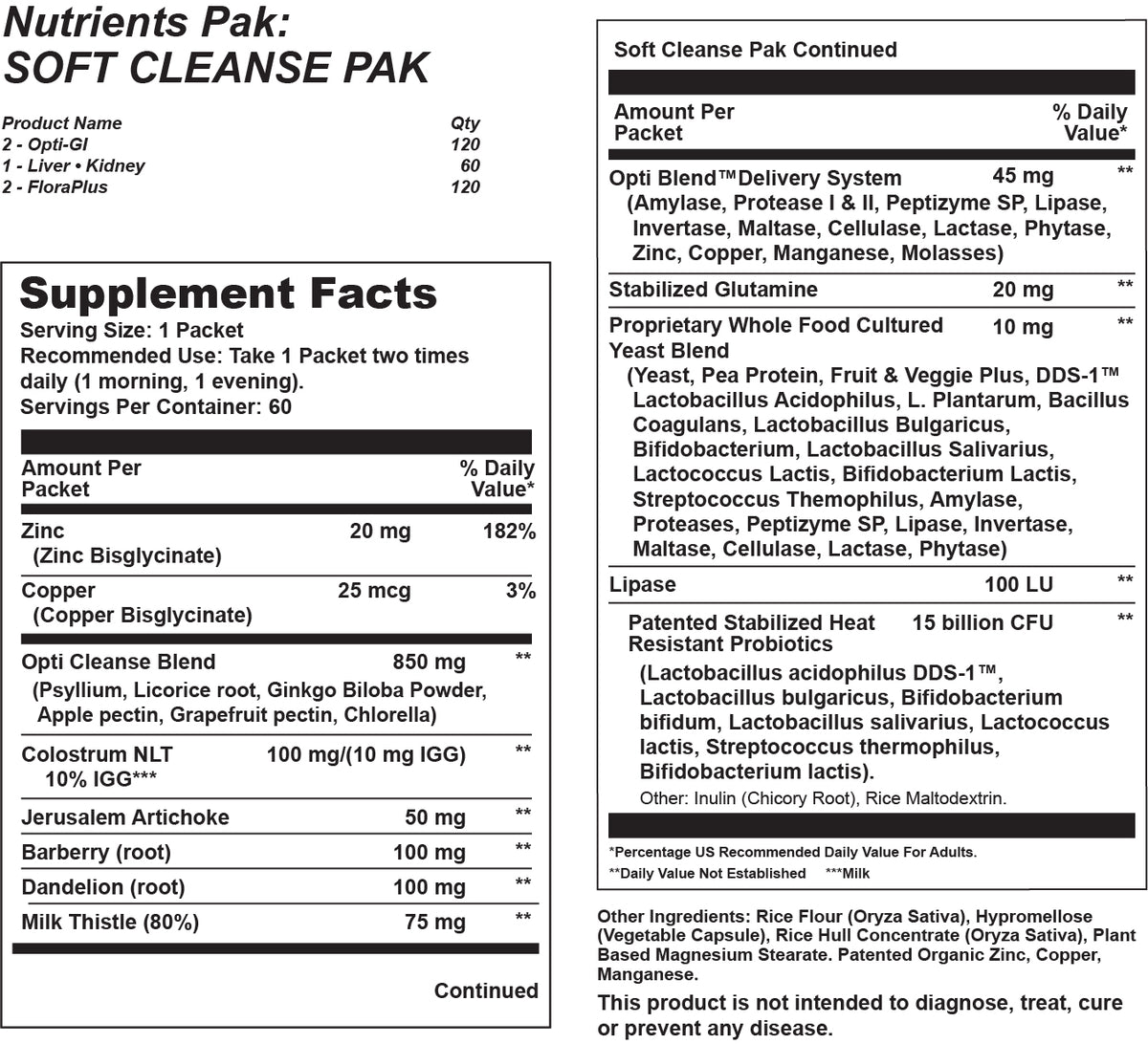 Optimal Cleanse Soft Cleanse Pak | Optimal Health Systems