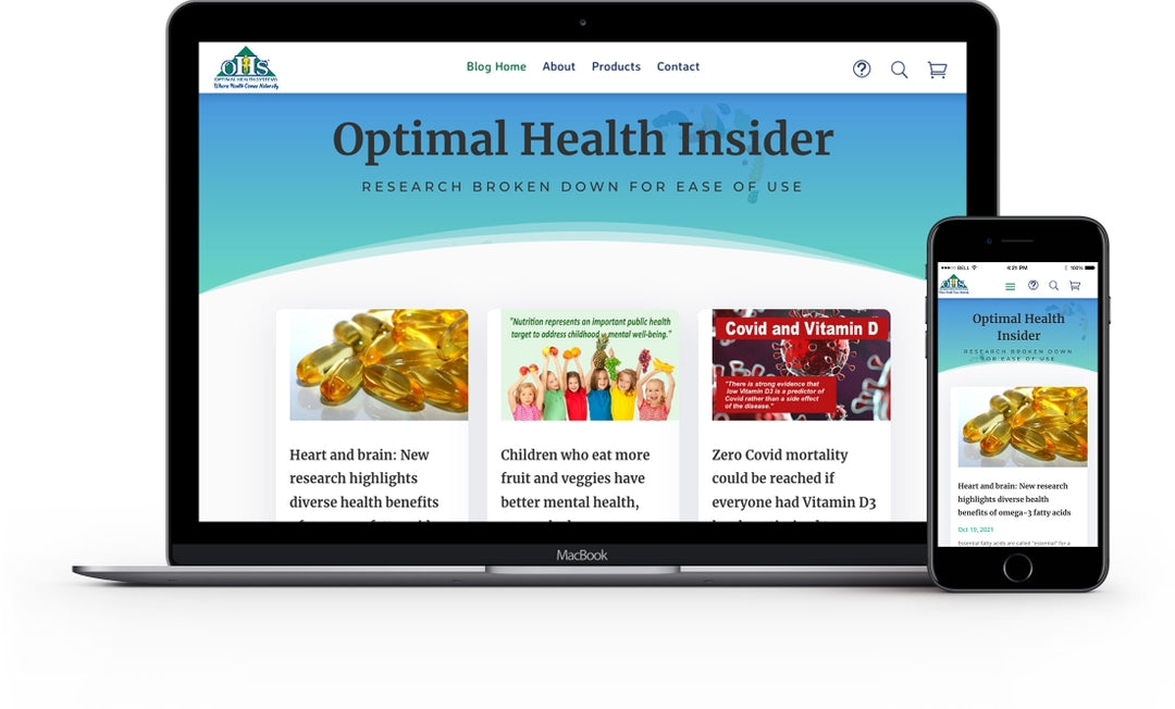 Image of a laptop and phone showing the OHS Blog "Optimal Health Insider.